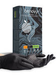 Перчатки нитриловые, полупроч, чёрные, XS, 50 пар в упак, BENOVY Nitrile Chlorinated; кор (500 шт),